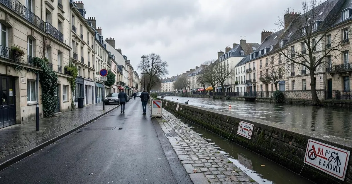 Quais et rue exposés au risque d’inondation à Narbonne